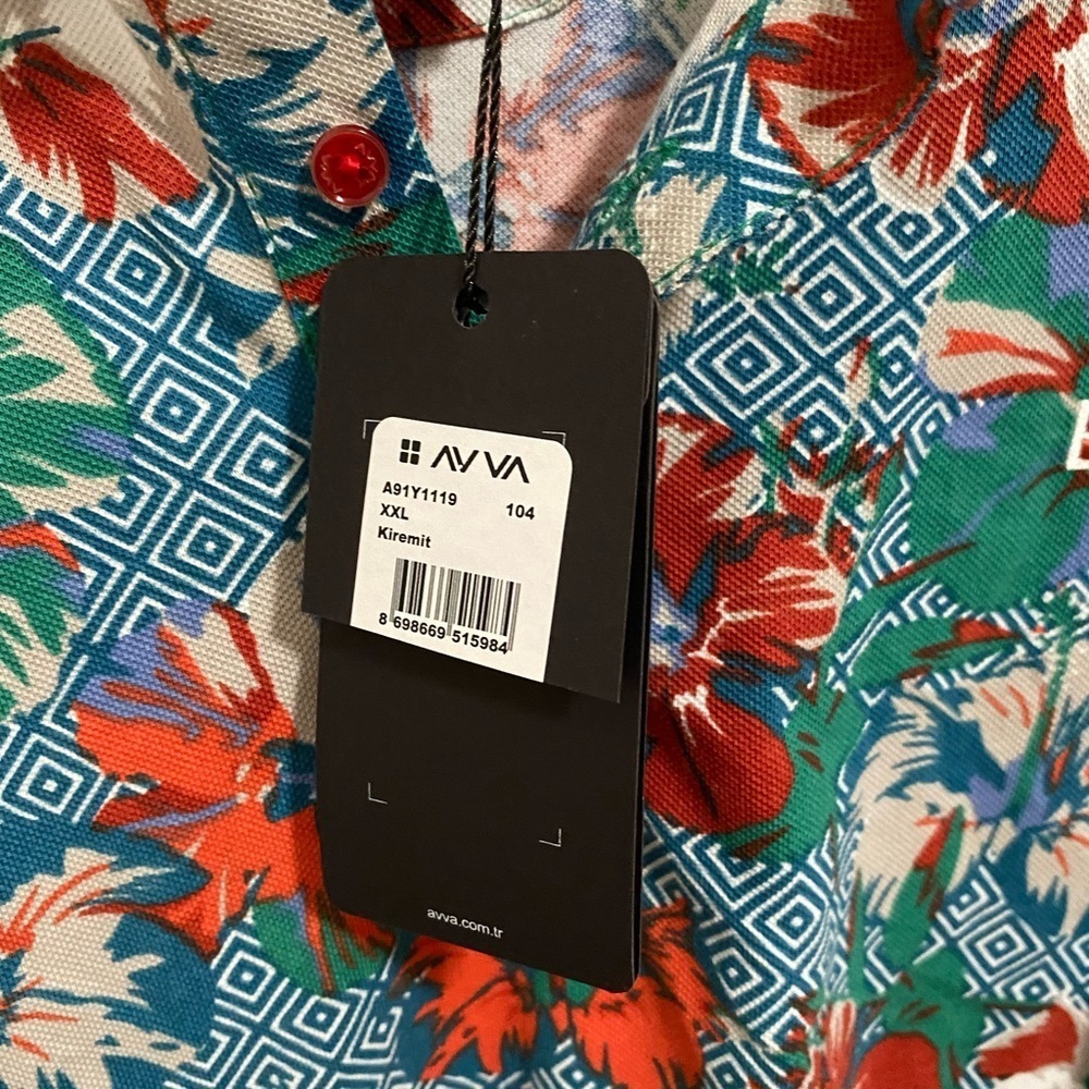 NWT AV VA Kiremit  Floral Polo Shirt Size XXL - Picture 6 of 10